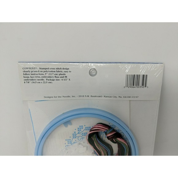 Mini Classics Stamped Cross Stitch Kit Pattern 3601 Rose Floral Heart Lace NEW - Picture 5 of 6